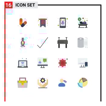 Modern Set of 16 Flat Colors Pictograph of hour front invite desk egg Editable Pack of Creative Vector Design Elements