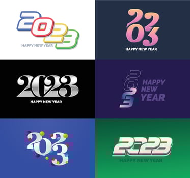 Big Set of 2023 Happy New Year logo text design 2023 number design template vector