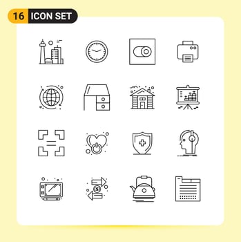 Group of 16 Modern Outlines Set for web printed wall print toggle Editable Vector Design Elements