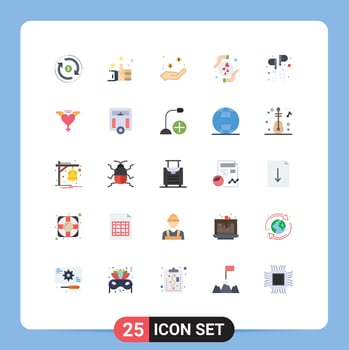 25 Universal Flat Color Signs Symbols of hand heart charity love care Editable Vector Design Elements