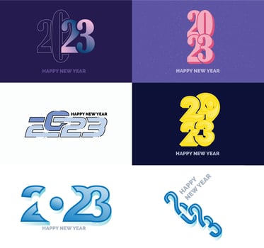 Big Set of 2023 Happy New Year logo text design 2023 number design template vector