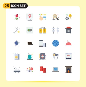 Mobile Interface Flat Color Set of 25 Pictograms of lock search page research key Editable Vector Design Elements