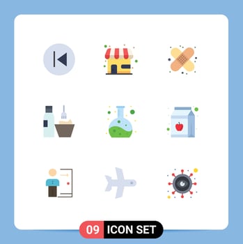 9 User Interface Flat Color Pack of modern Signs and Symbols of makeup accessories grooming store cosmetology plaster Editable Vector Design Elements