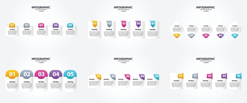 Use this vector illustration infographics set to make your advertising in brochures. flyers. and magazines more attractive.