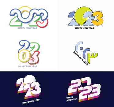 Big Set of 2023 Happy New Year logo text design 2023 number design template vector