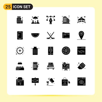 25 Universal Solid Glyphs Set for Web and Mobile Applications jewel fashion design crown company Editable Vector Design Elements