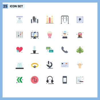 Mobile Interface Flat Color Set of 25 Pictograms of swing sport partners collaboration park partnership Editable Vector Design Elements