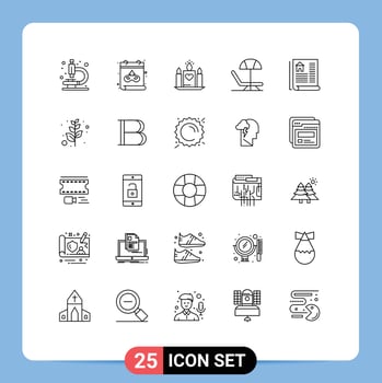 25 Creative Icons Modern Signs and Symbols of olive real heart estate umbrella Editable Vector Design Elements