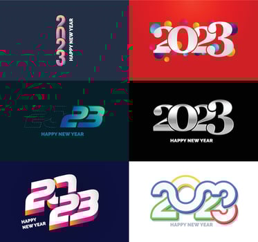 Big Collection of 2023 Happy New Year symbols Cover of business diary for 2023 with wishes vector