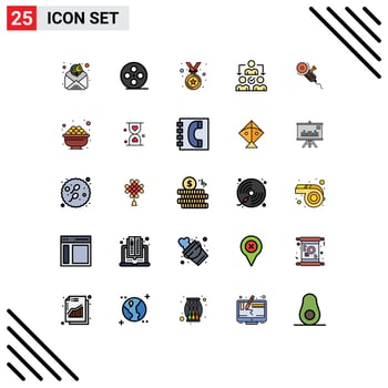 User Interface Pack of 25 Basic Filled line Flat Colors of tool circular saw medal saw delegating Editable Vector Design Elements
