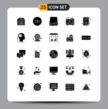 Set of 25 Commercial Solid Glyphs pack for book man computers advertising ad Editable Vector Design Elements