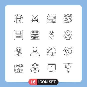 Outline Pack of 16 Universal Symbols of ads estate barn real sauna Editable Vector Design Elements
