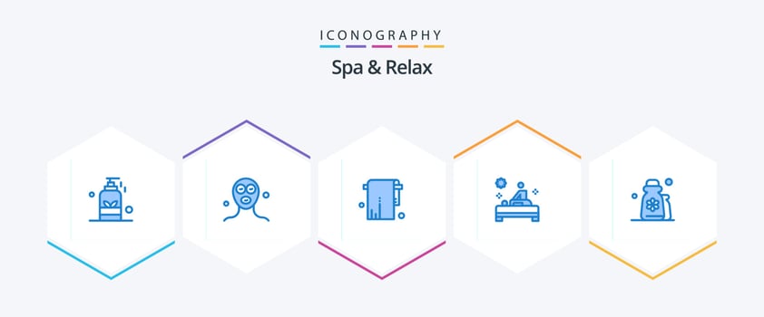 Spa And Relax 25 Blue icon pack including beauty. table. relaxation. spa. towel vector