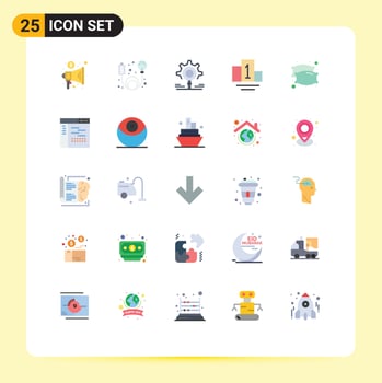 User Interface Pack of 25 Basic Flat Colors of sleep night gear dream podium Editable Vector Design Elements