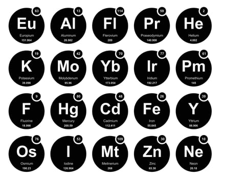 20 Preiodic table of the elements Icon Pack Design vector