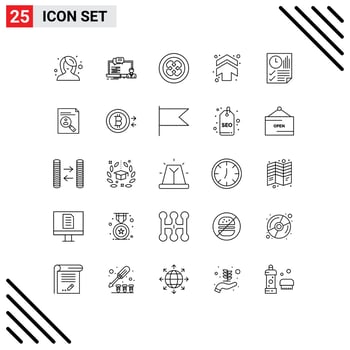 Mobile Interface Line Set of 25 Pictograms of direction arrows chat arrow fruit Editable Vector Design Elements