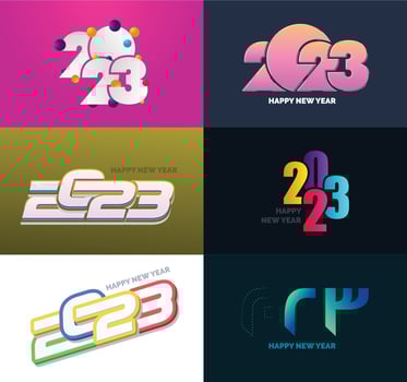 Big Set of 2023 Happy New Year logo text design 2023 number design template vector