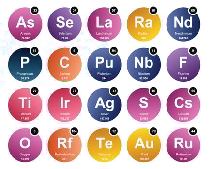 20 Preiodic table of the elements Icon Pack Design vector