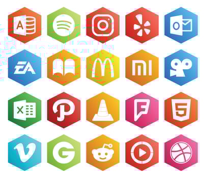 20 Social Media Icon Pack Including foursquare media ibooks vlc excel vector