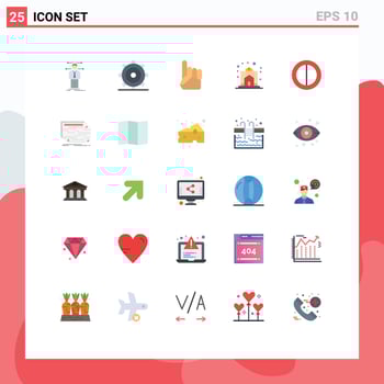 User Interface Pack of 25 Basic Flat Colors of house happy ui gift american Editable Vector Design Elements