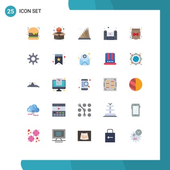 25 Thematic Vector Flat Colors and Editable Symbols of candy system estate sound tv Editable Vector Design Elements