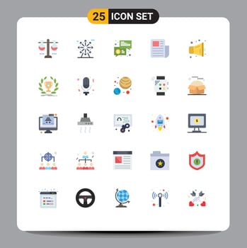 25 Flat Color concept for Websites Mobile and Apps megaphone text trade sheet communication Editable Vector Design Elements