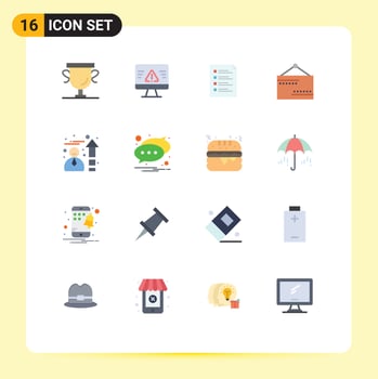 Modern Set of 16 Flat Colors and symbols such as open board checklist testing page Editable Pack of Creative Vector Design Elements