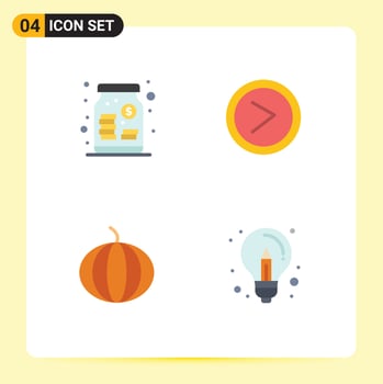 4 Universal Flat Icons Set for Web and Mobile Applications capital vegetable money right business Editable Vector Design Elements