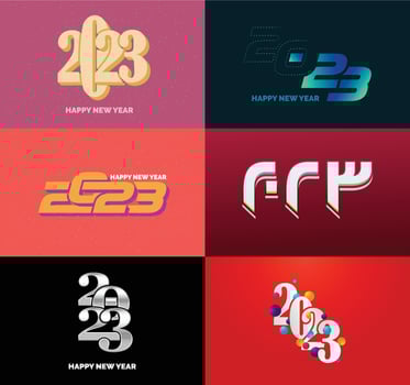 Big Set of 2023 Happy New Year logo text design 2023 number design template vector