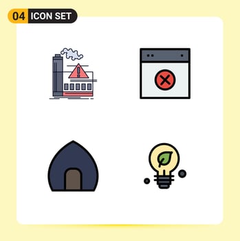 Pictogram Set of 4 Simple Filledline Flat Colors of pollution ui alert design building Editable Vector Design Elements