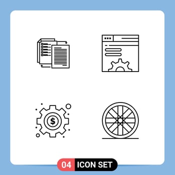 Modern Set of 4 Filledline Flat Colors and symbols such as file management wlan server seo Editable Vector Design Elements