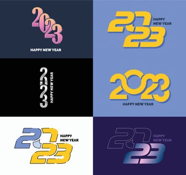 Big Collection of 2023 Happy New Year symbols Cover of business diary for 2023 with wishes vector