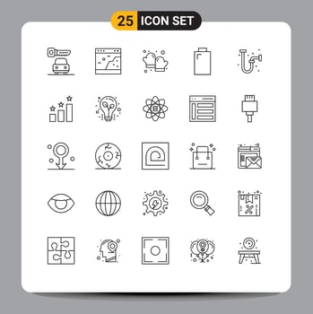 Set of 25 Vector Lines on Grid for industrial construction baked power battery Editable Vector Design Elements