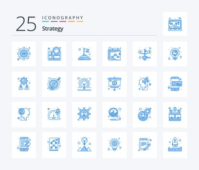 Strategy 25 Blue Color icon pack including planning. saving. flag. money. strategy vector