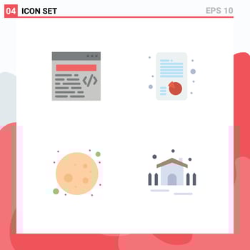 Set of 4 Modern UI Icons Symbols Signs for web planet growth strategic garden Editable Vector Design Elements