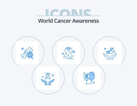 World Cancer Awareness Blue Icon Pack 5 Icon Design. medicine. oncology. world. cancer. day vector