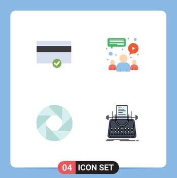 Set of 4 Modern UI Icons Symbols Signs for finance focus chat team article Editable Vector Design Elements