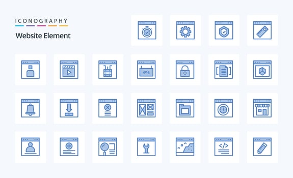 25 Website Element Blue icon pack vector