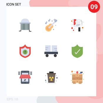 Stock Vector Icon Pack of 9 Line Signs and Symbols for forklift caterpillar vehicles music warning guard Editable Vector Design Elements