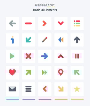 Creative Basic Ui Elements 25 Flat icon pack  Such As task. down. arrow. direction. arrow vector