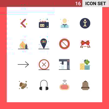 Group of 16 Modern Flat Colors Set for spa oil male aroma human Editable Pack of Creative Vector Design Elements