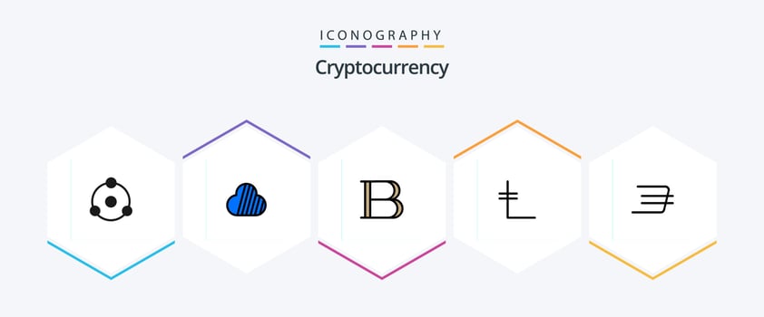 Cryptocurrency 25 FilledLine icon pack including crypto. crypto currency. black coin. crypto. leo coin vector