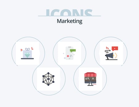 Marketing Flat Icon Pack 5 Icon Design. audio. text. marketing. smartphone. message vector