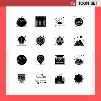 Pictogram Set of 16 Simple Solid Glyphs of sign holding web cyber sunrise Editable Vector Design Elements