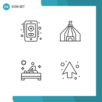 Stock Vector Icon Pack of 4 Line Signs and Symbols for health care therapy tant massage arrows Editable Vector Design Elements