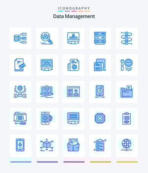 Creative Data Management 25 Blue icon pack  Such As note. network. computer. storage. server vector