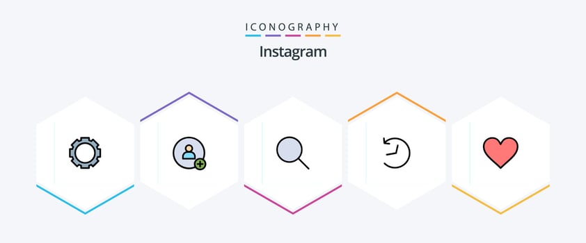 Instagram 25 FilledLine icon pack including . like. sets. interface. love vector