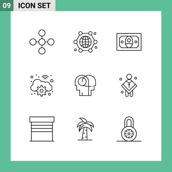 9 User Interface Outline Pack of modern Signs and Symbols of communication digital internet of things wifi cloud Editable Vector Design Elements