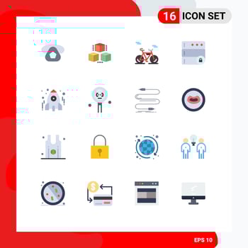 Editable Vector Line Pack of 16 Simple Flat Colors of school learn bike education lock Editable Pack of Creative Vector Design Elements