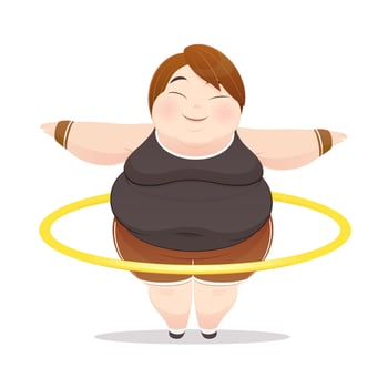 Fat woman with hula hoop twirling vector